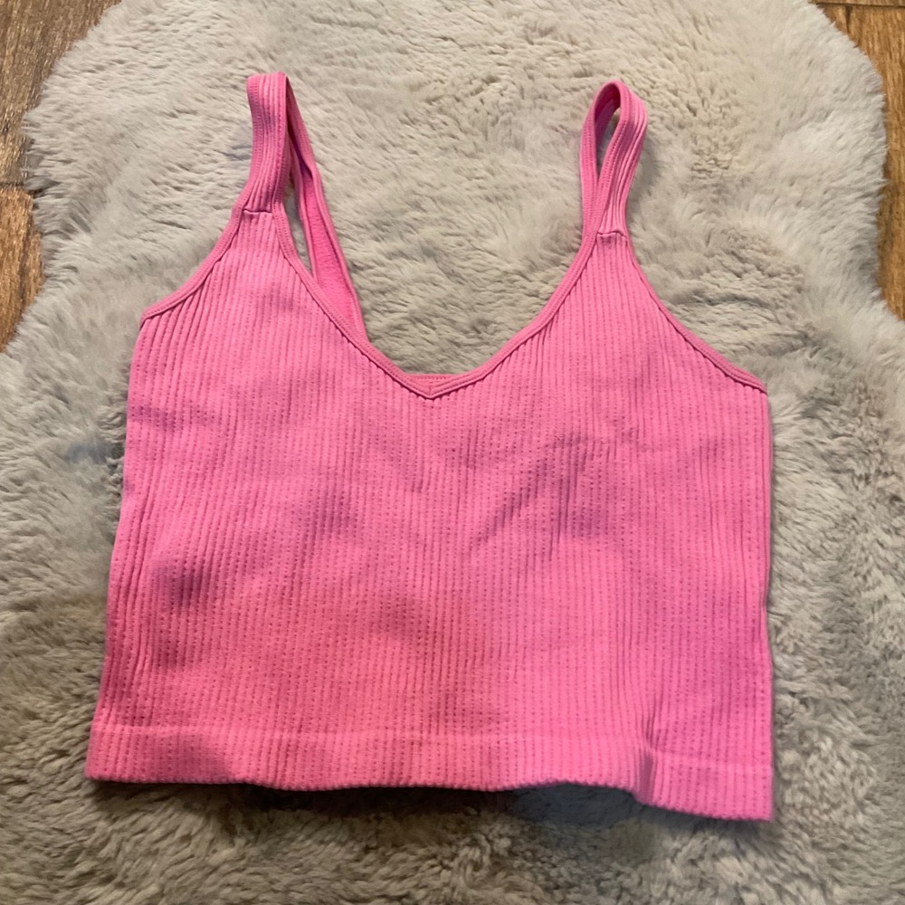 Bella Seamless Ribbed Crop Tank Size Small Hot‎ Pink Womens